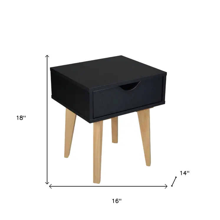 18" Black One Drawer Nightstand
