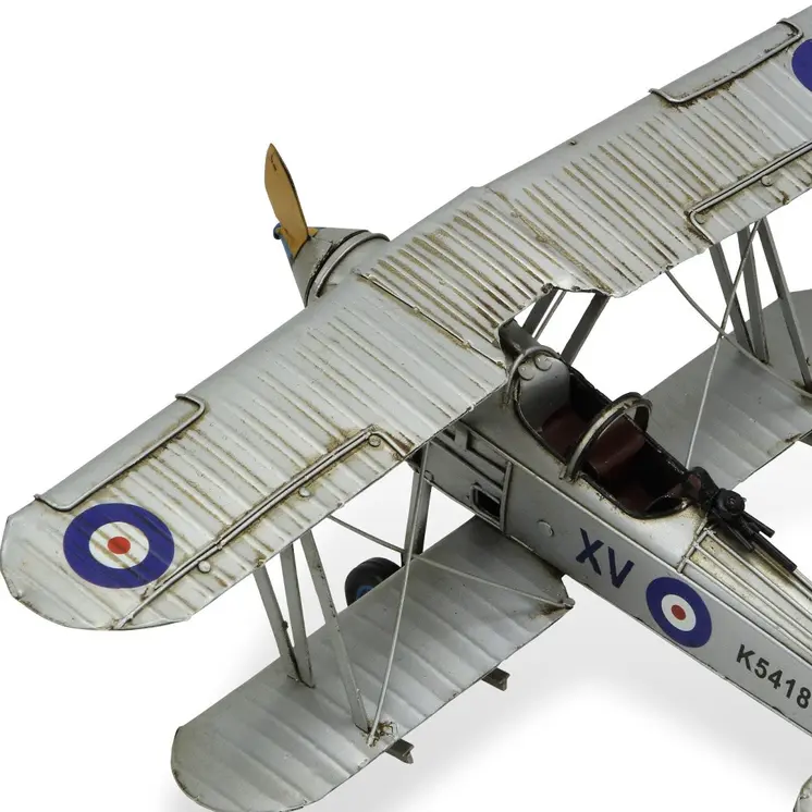 5" Blue and Gray Metal Hand Painted Model Airplane Tabletop Sculpture