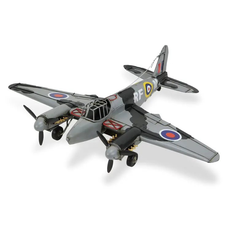 4" Black and Gray Metal Hand Painted Model Airplane Tabletop Sculpture