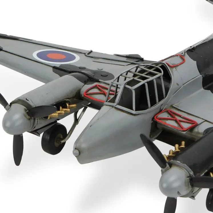 4" Black and Gray Metal Hand Painted Model Airplane Tabletop Sculpture