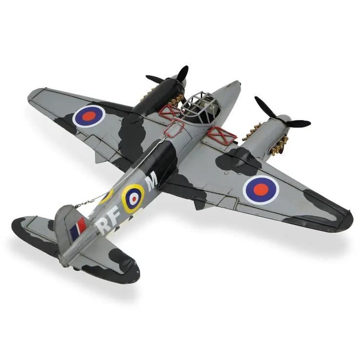 4" Black and Gray Metal Hand Painted Model Airplane Tabletop Sculpture
