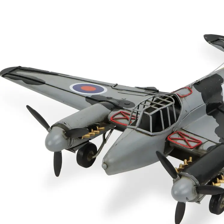 4" Black and Gray Metal Hand Painted Model Airplane Tabletop Sculpture