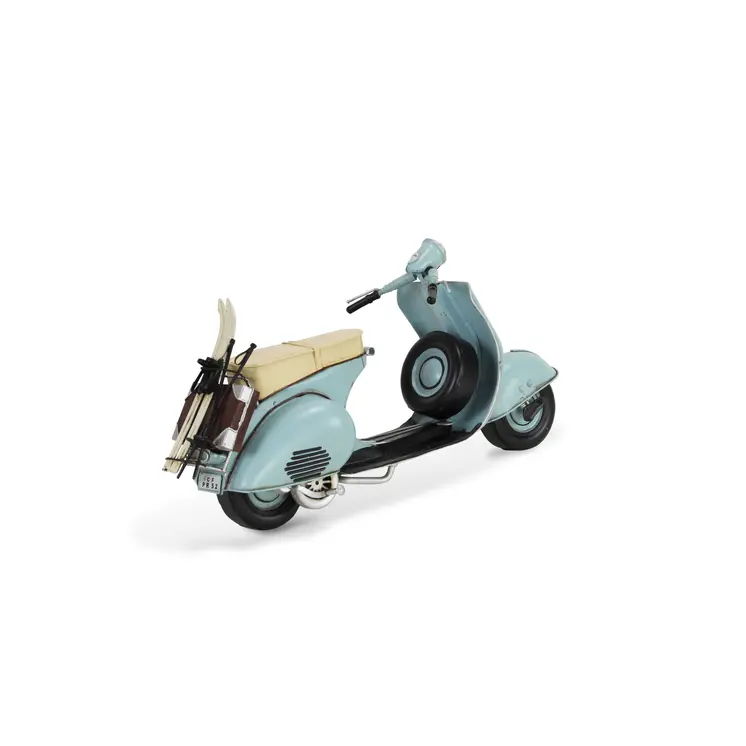 8" Blue and Black Metal Hand Painted Model Motorcycle Tabletop Sculpture