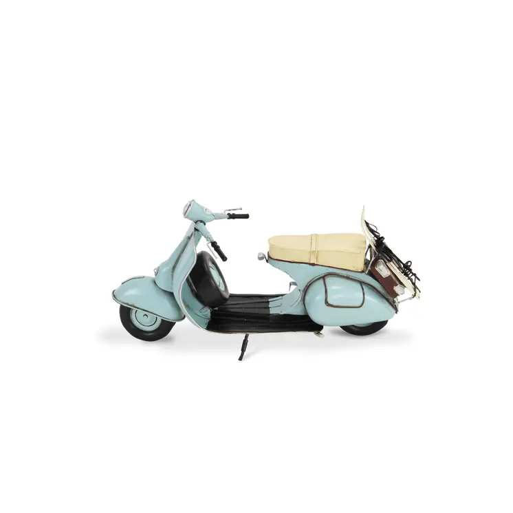 8" Blue and Black Metal Hand Painted Model Motorcycle Tabletop Sculpture