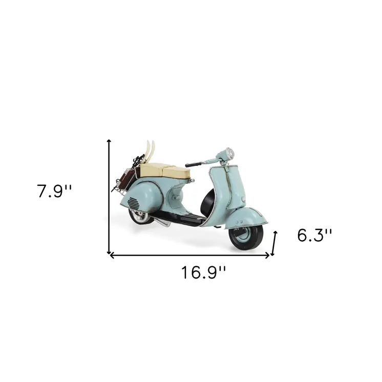 8" Blue and Black Metal Hand Painted Model Motorcycle Tabletop Sculpture