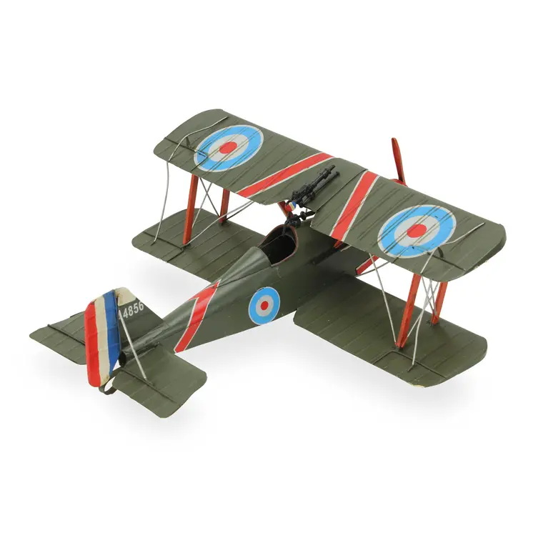 6" Red and Green Metal Hand Painted 1917 Vintage RAF Fighter Model Airplane