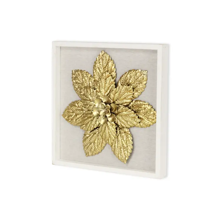 12" X 13" Gold Flower Wood and Metal Wall Decor