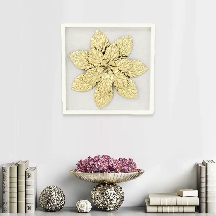 12" X 13" Gold Flower Wood and Metal Wall Decor