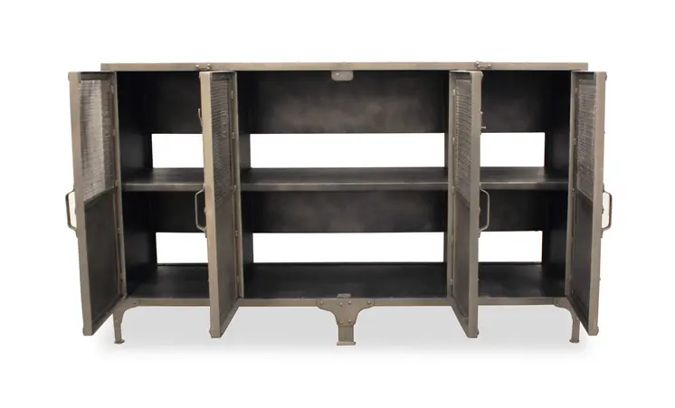 61" Gray Metal Enclosed Storage TV Stand