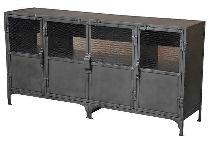 72" Dark Gray Metal Enclosed Storage TV Stand