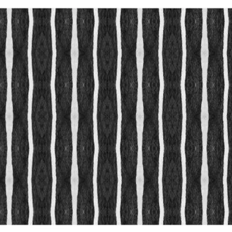2' X 5' Black And White Modern Stripe Printed Vinyl Area Rug with UV Protection