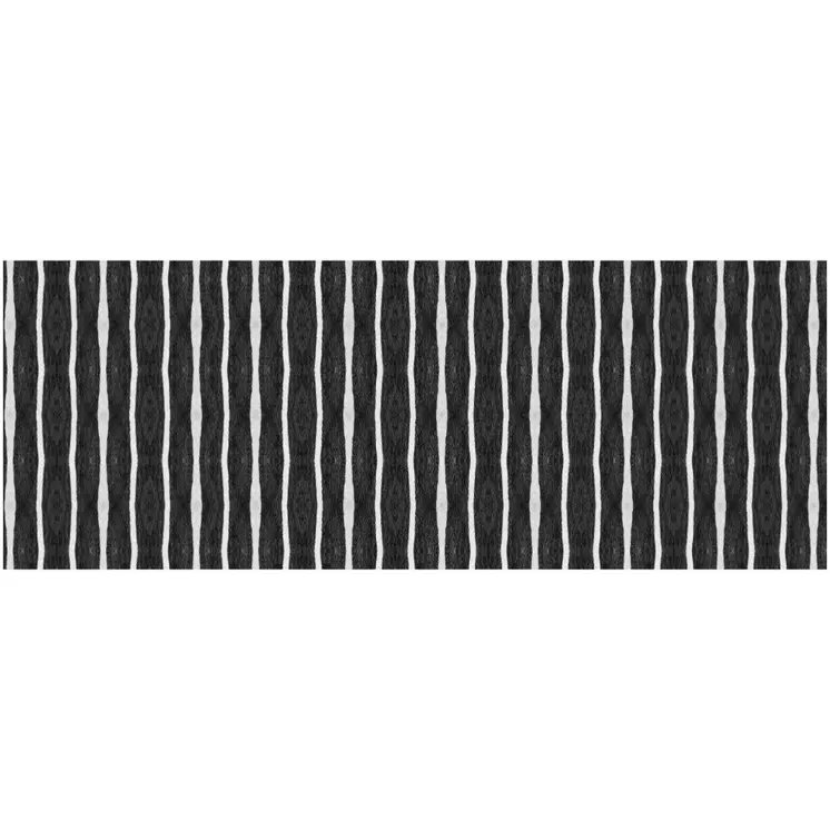 2' X 5' Black And White Modern Stripe Printed Vinyl Area Rug with UV Protection