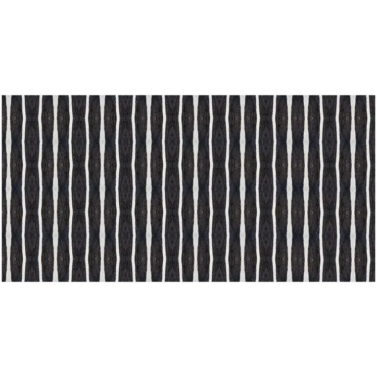 2' X 4' Black And White Modern Stripe Printed Vinyl Area Rug with UV Protection