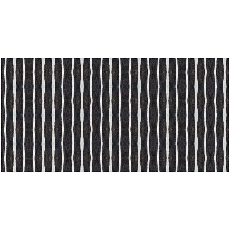 2' X 4' Black And White Modern Stripe Printed Vinyl Area Rug with UV Protection