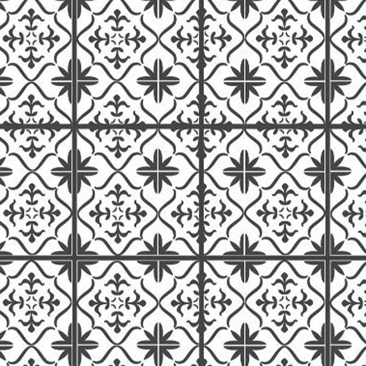 2' X 4' Dark Gray And White Tile Printed Vinyl Area Rug with UV Protection