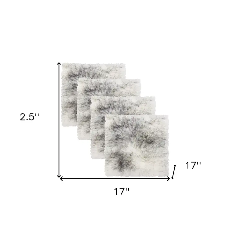Set Of Four 17" X 17" Gradient Grey Wool Chair Pads