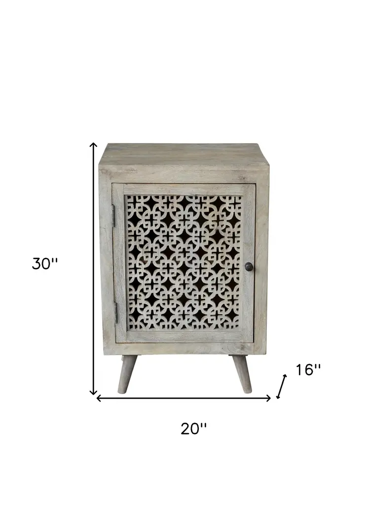 30" Gray Solid Wood Nightstand