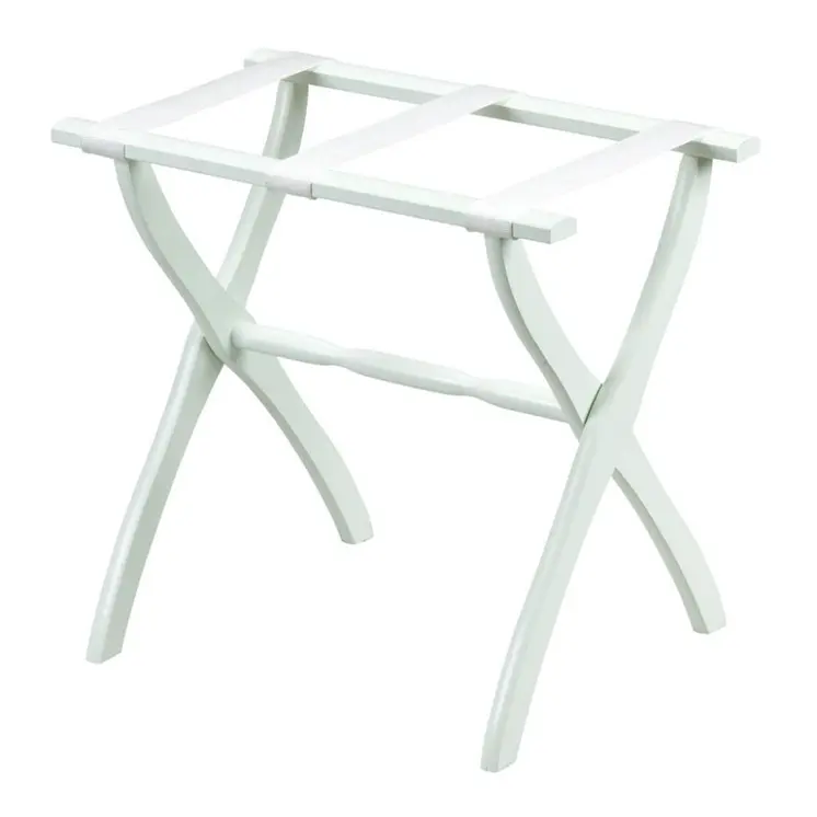 White Folding Luggage Rack With White Straps