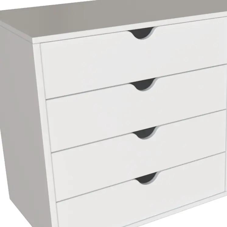 30" White Solid Wood Four Drawer Combo Dresser