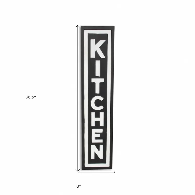 37" Black And White Metal Kitchen Text Wall Decor