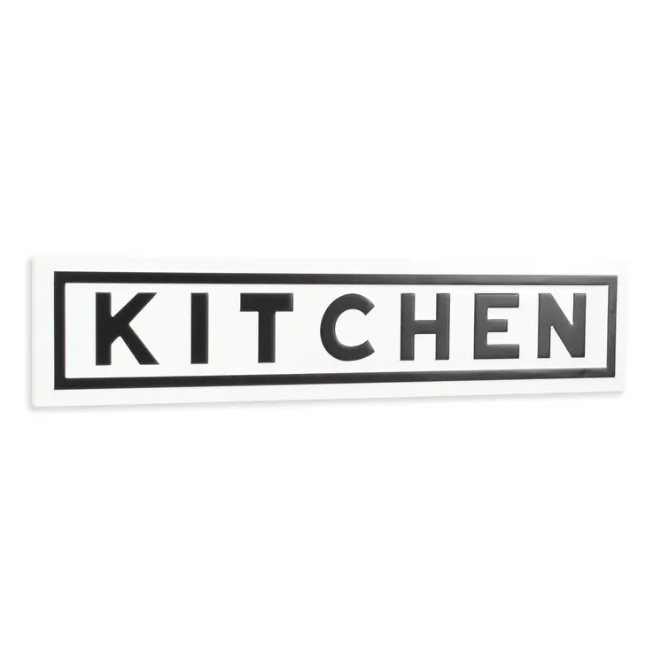 8" X 37" White and Black Kitchen Metal Wall Decor