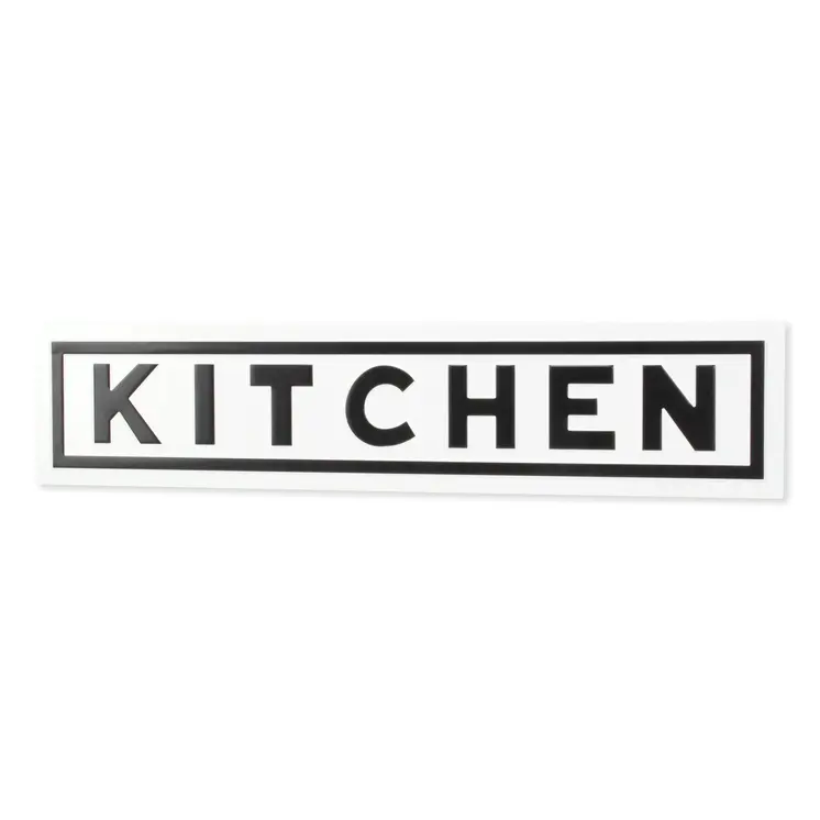 8" X 37" White and Black Kitchen Metal Wall Decor