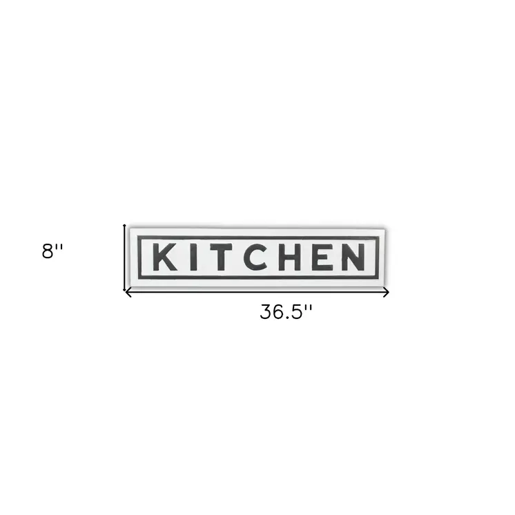 8" X 37" White and Black Kitchen Metal Wall Decor