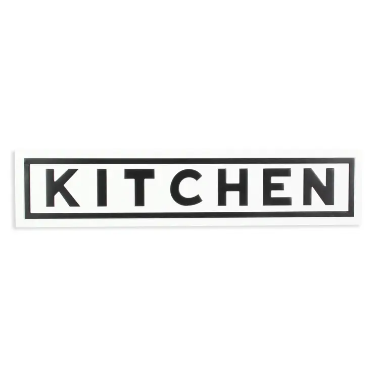 8" X 37" White and Black Kitchen Metal Wall Decor