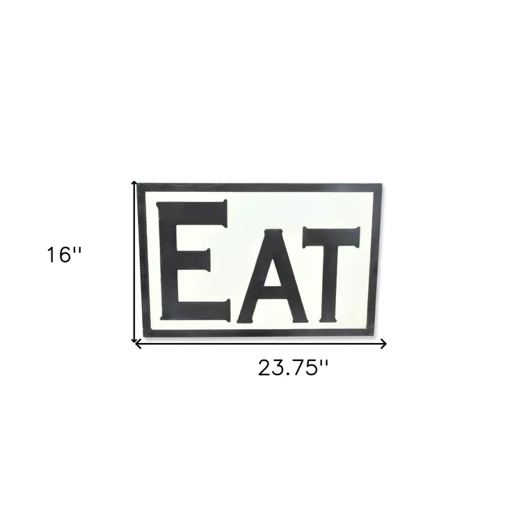 16" X 24" White and Black Eat Wood Wall Decor