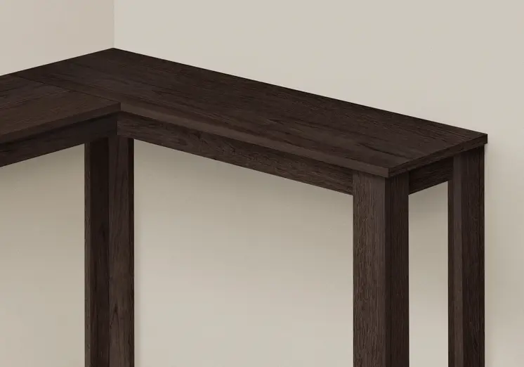 36" Espresso Solid Wood Distressed Corner Console Table