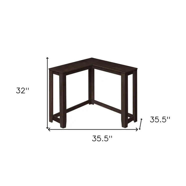 36" Espresso Solid Wood Distressed Corner Console Table