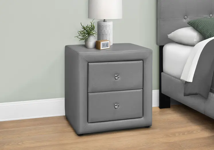 21" Gray Wood Two Drawer Nightstand