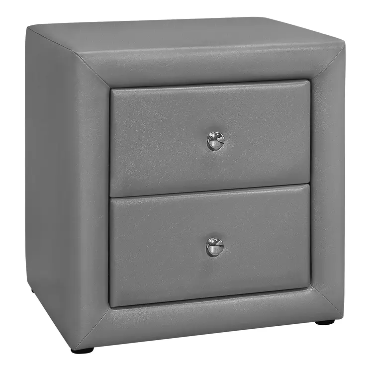 21" Gray Wood Two Drawer Nightstand