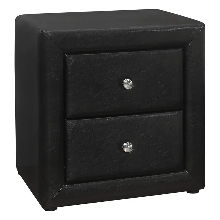 21" Black Wood Two Drawer Nightstand