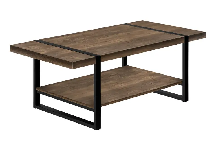 47" Brown And Black Wood Coffee Table With Shelf