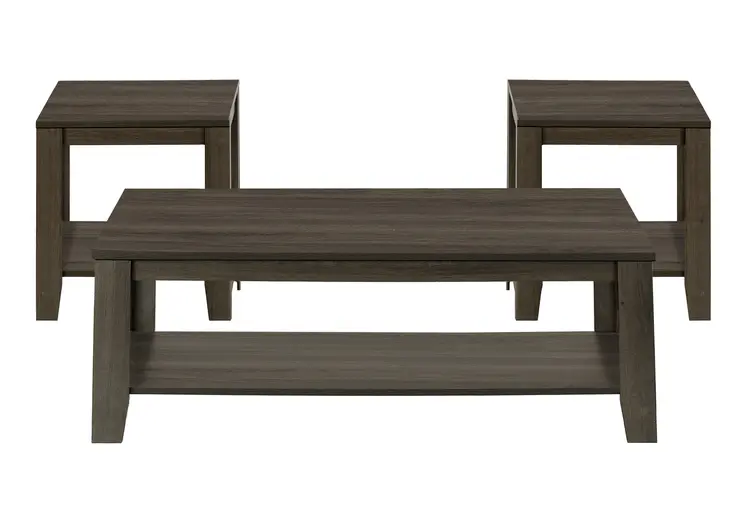 Set of Three 42" Oak Coffee Table With Three Shelves