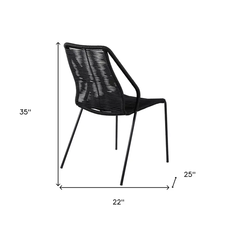 Set of Two 22" Black Metal Outdoor Dining Chair