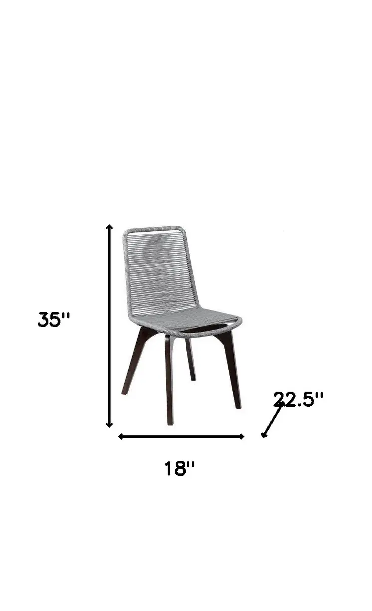 Set of Two 18" Silver Solid Wood Outdoor Dining Chair
