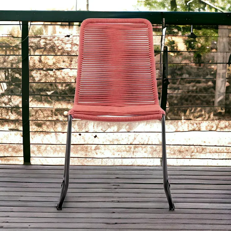 Set of Two 23" Red Metal Outdoor Dining Chair