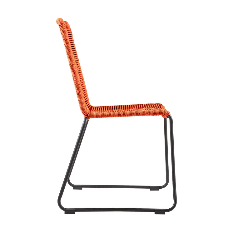Set of Two 23" Tangerine Metal Outdoor Dining Chair