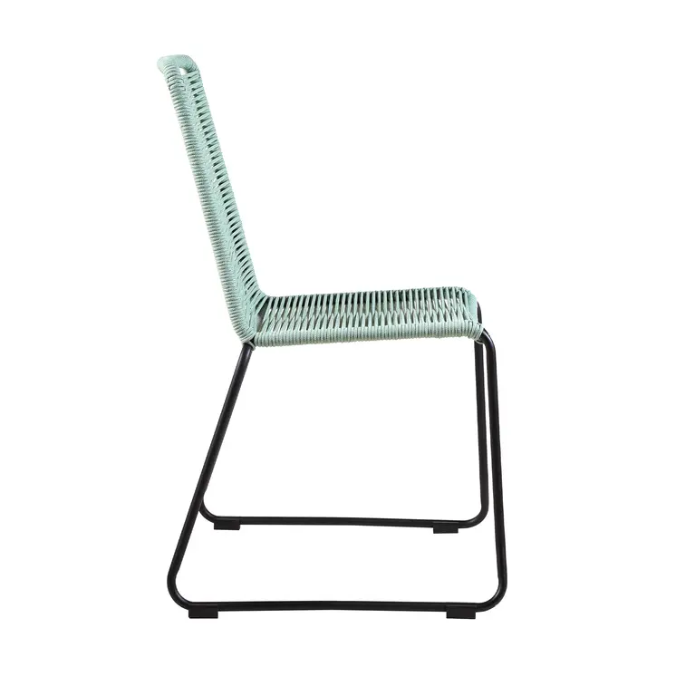 Set of Two 23" Green Metal Outdoor Dining Chair