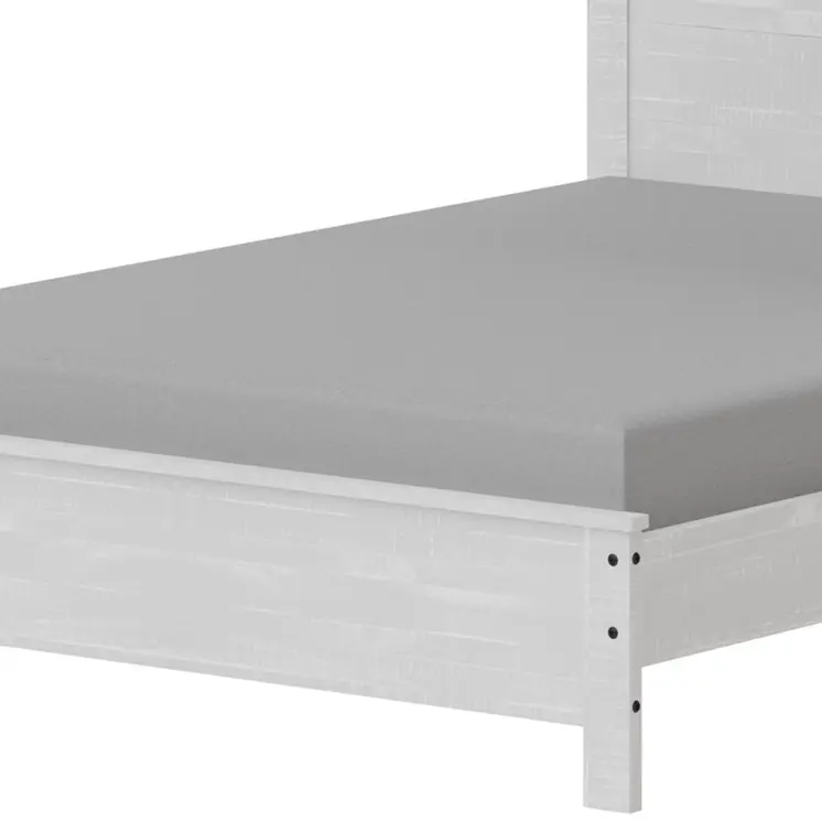 White Shiplap Texture Distressed Solid Wood Queen Bed Frame