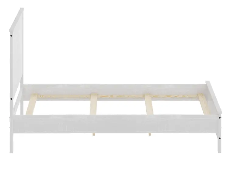 White Shiplap Texture Distressed Solid Wood Twin Bed Frame