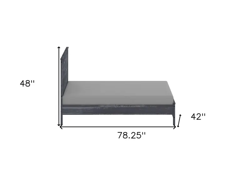 Gray Shiplap Texture Distressed Solid Wood Twin Bed Frame