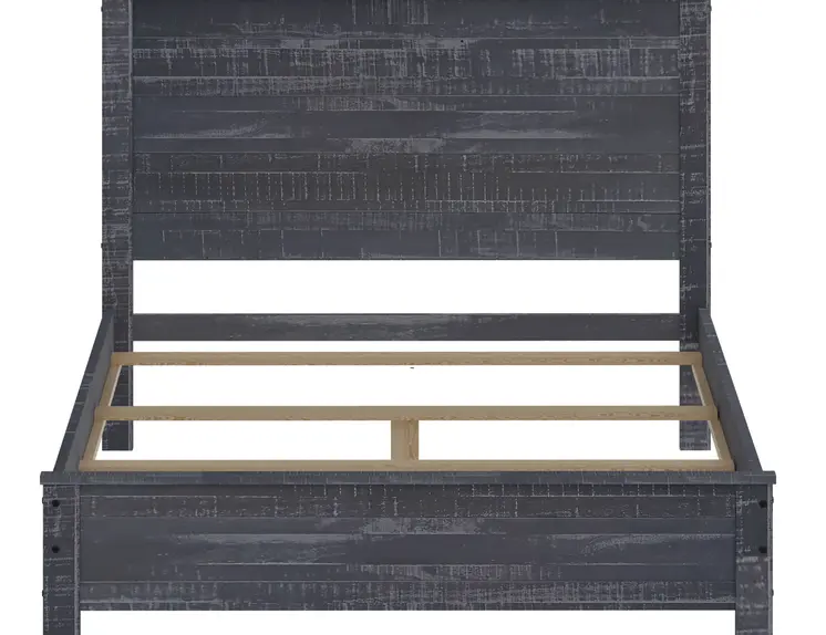 Gray Shiplap Texture Distressed Solid Wood Twin Bed Frame