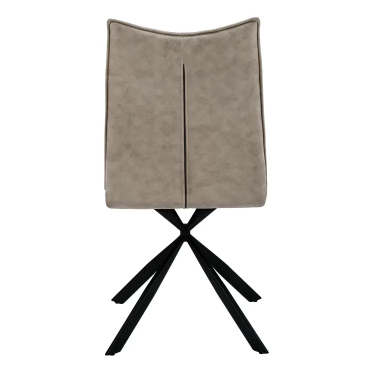 Set of Two Tufted Taupe And Black Upholstered Faux Leather Dining Parsons Chairs