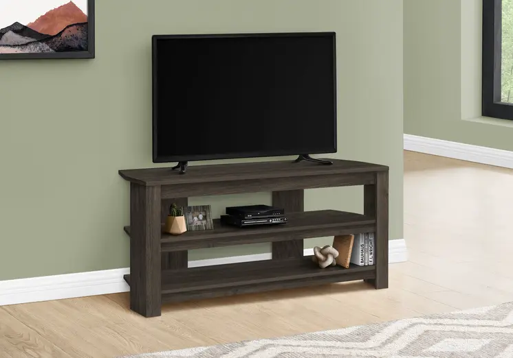 42" Brown Wood Open Shelving TV Stand