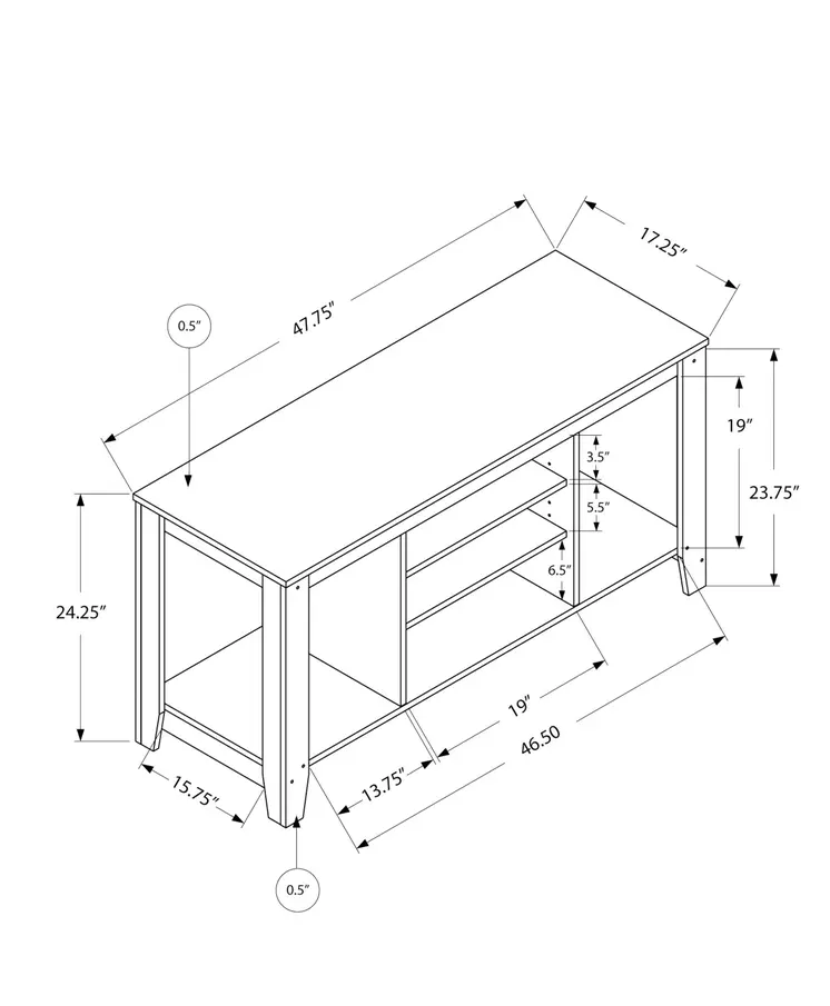 48" Brown Open Shelving TV Stand