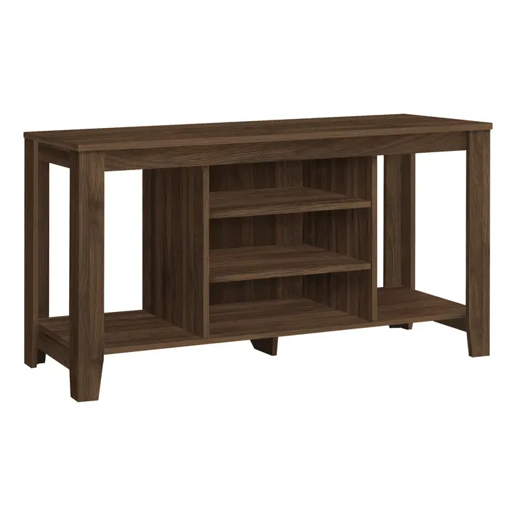48" Brown Wood Open Shelving TV Stand