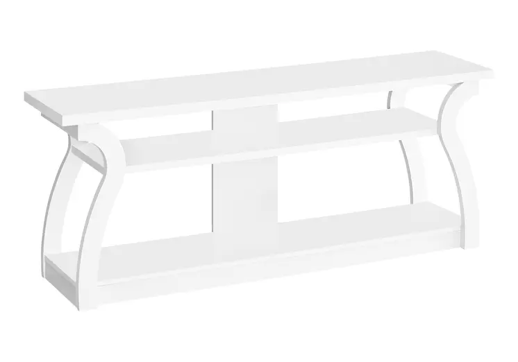 60" White Wood Open Shelving TV Stand